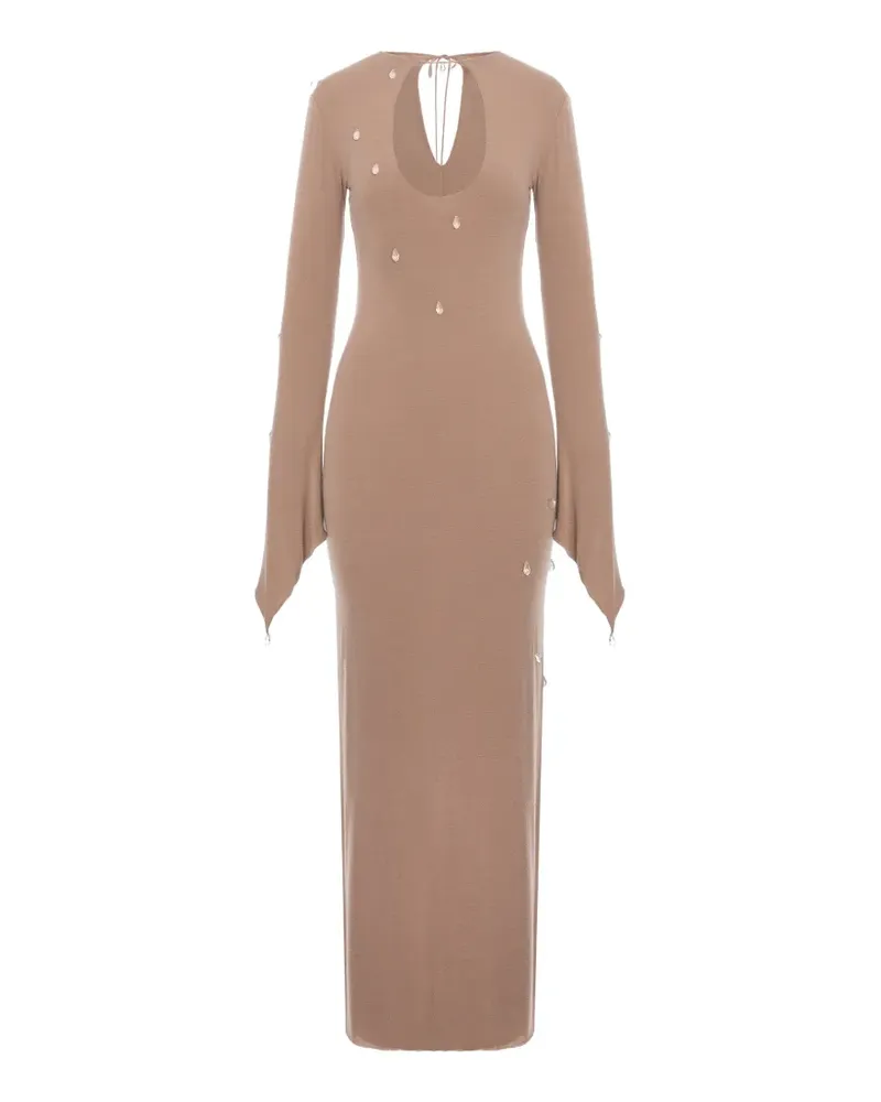 MANURÍ maxi crystal-embellished cut-out dress - Nude Nude
