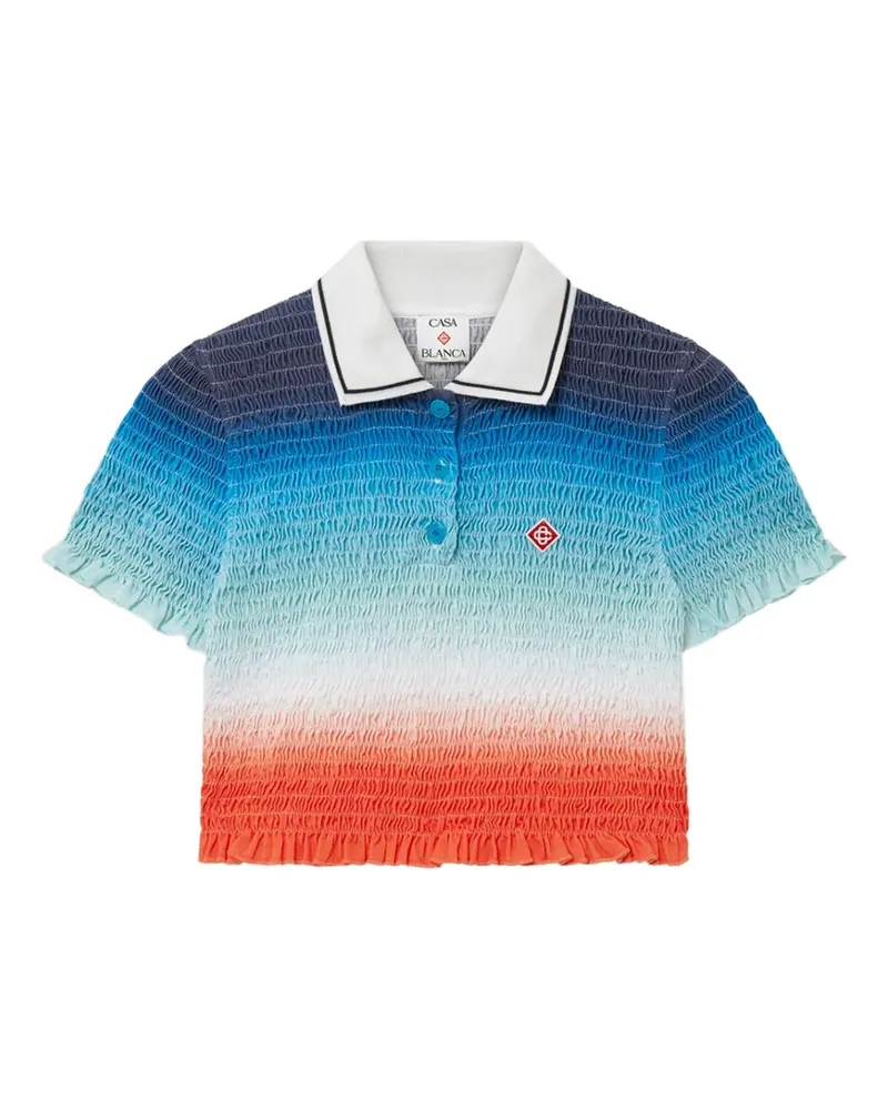 Casablanca Paris Gesmoktes Poloshirt - Blau Blau