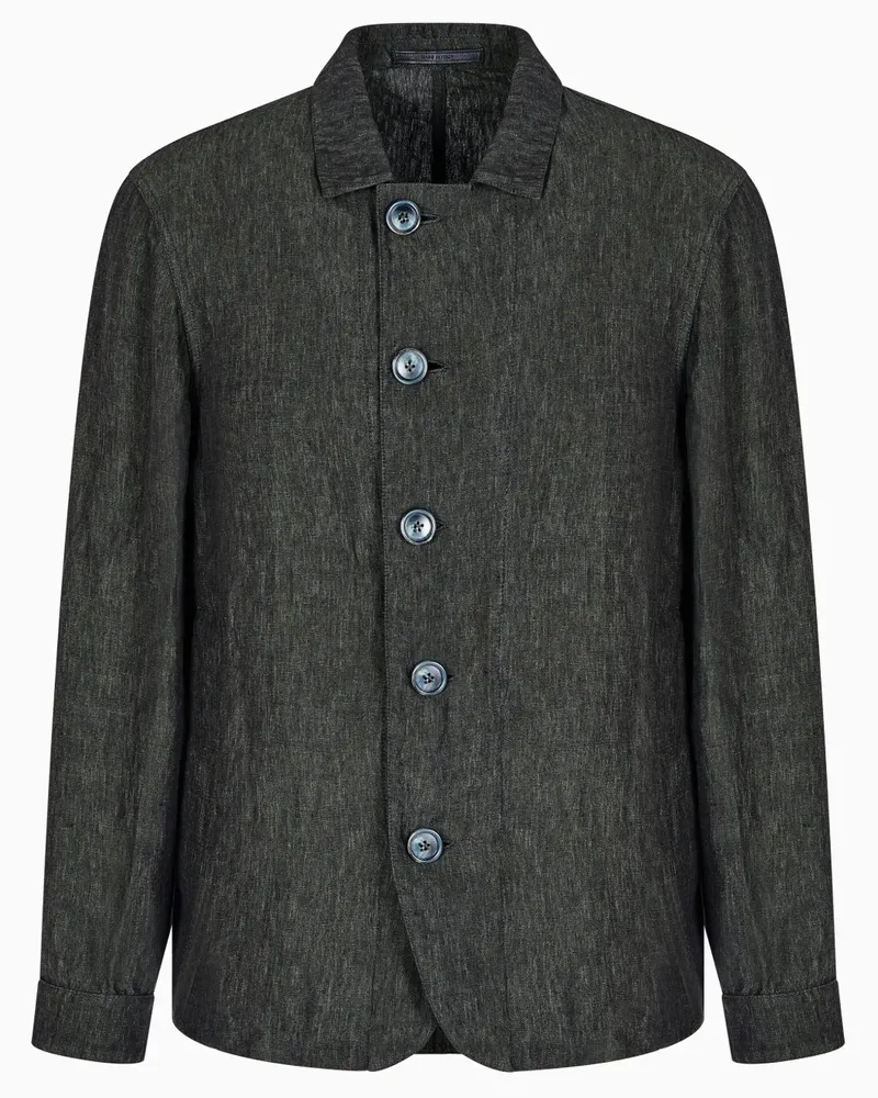 Giorgio Armani Hemdjacke aus Leinen - Grün Grün