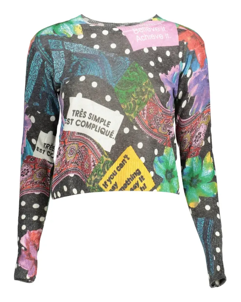 Desigual patchwork-print sweater - Grau Grau