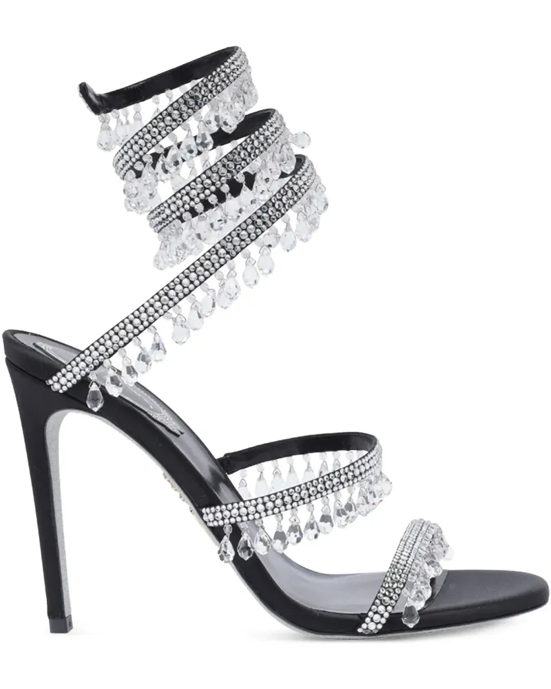 René Caovilla Sandalen mit Kristallen 105mm - Schwarz Schwarz