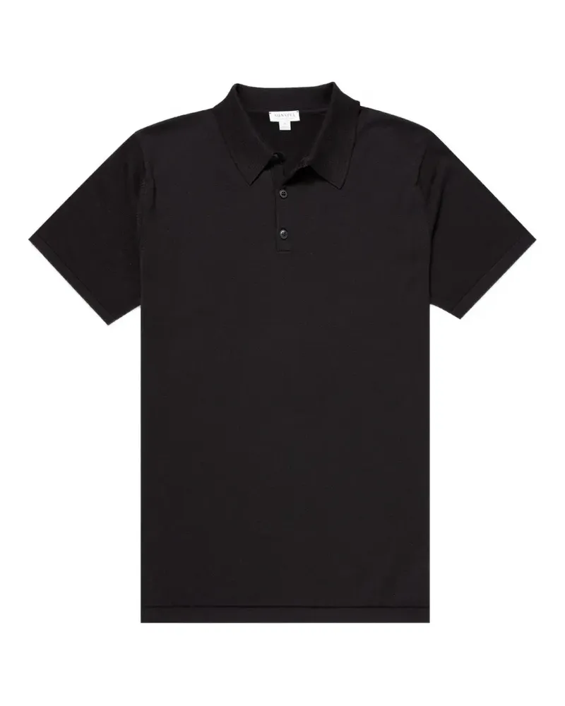 Sunspel Sea Island buttoned polo shirt - Schwarz Schwarz