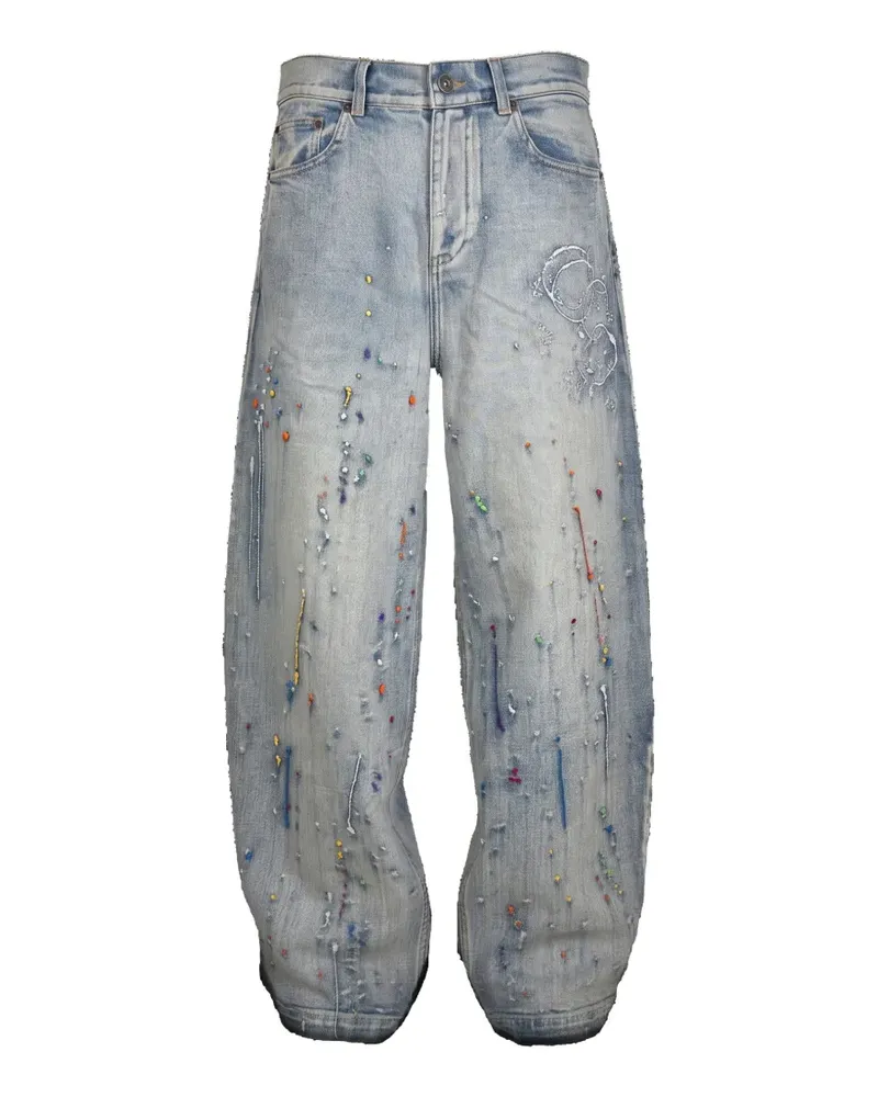 Mostly Heard Rarely Seen Wide-Leg-Jeans mit Farbstickerei - Blau Blau