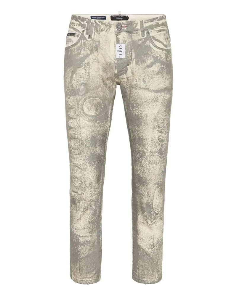 Philipp Plein Jeans mit Metallic-Farbklecks - Nude Nude