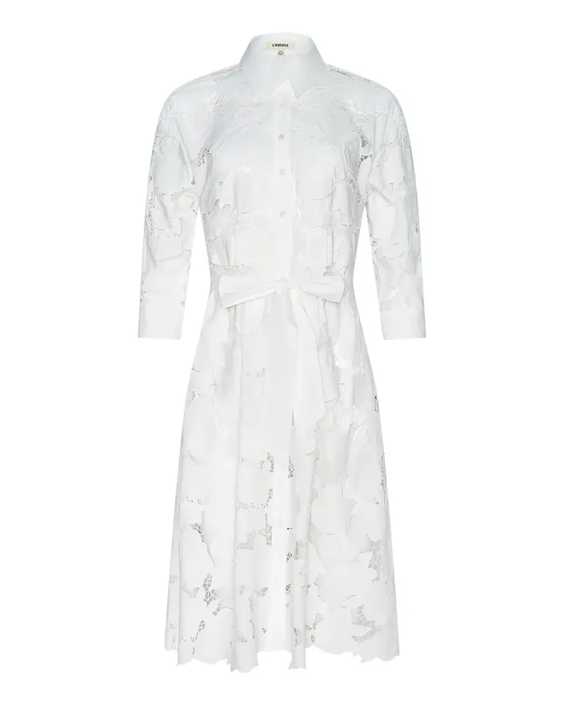 L'Agence May lace shirt midi dress - Weiß Weiß