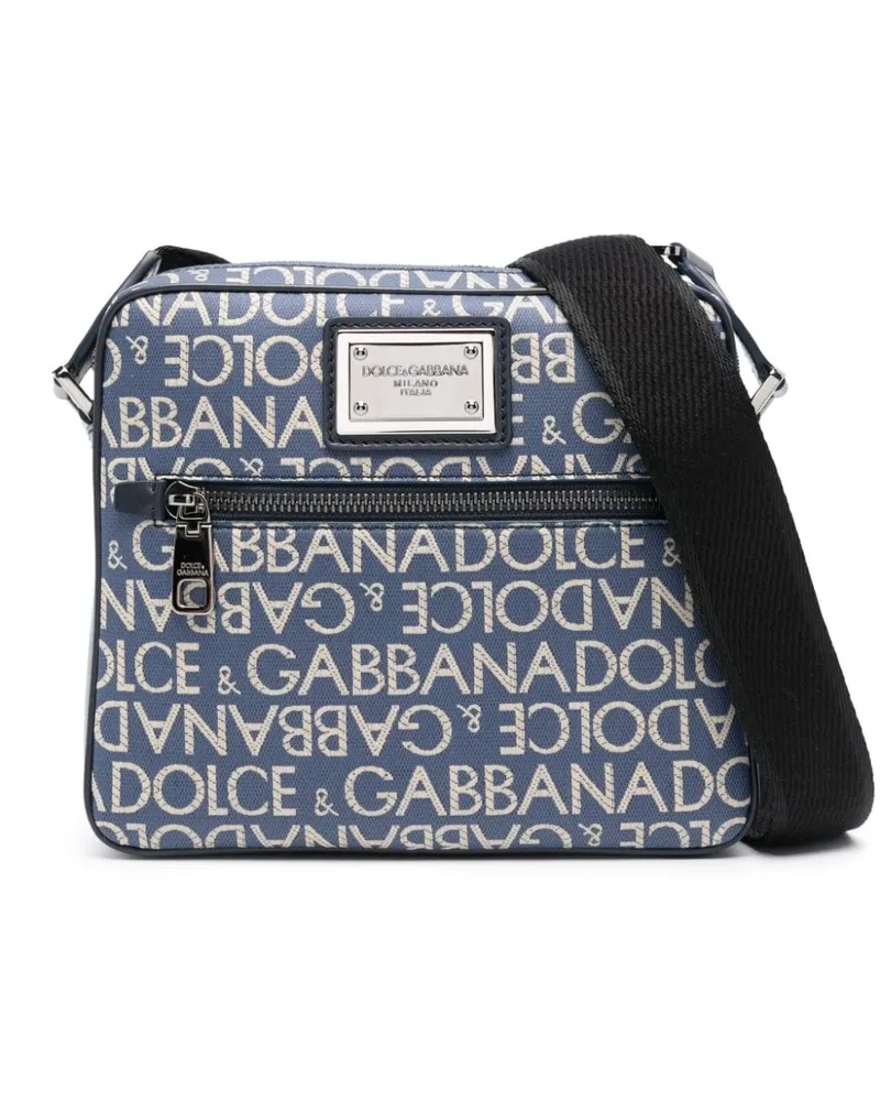 Dolce & Gabbana Umhängetasche aus Jacquard - Blau Blau