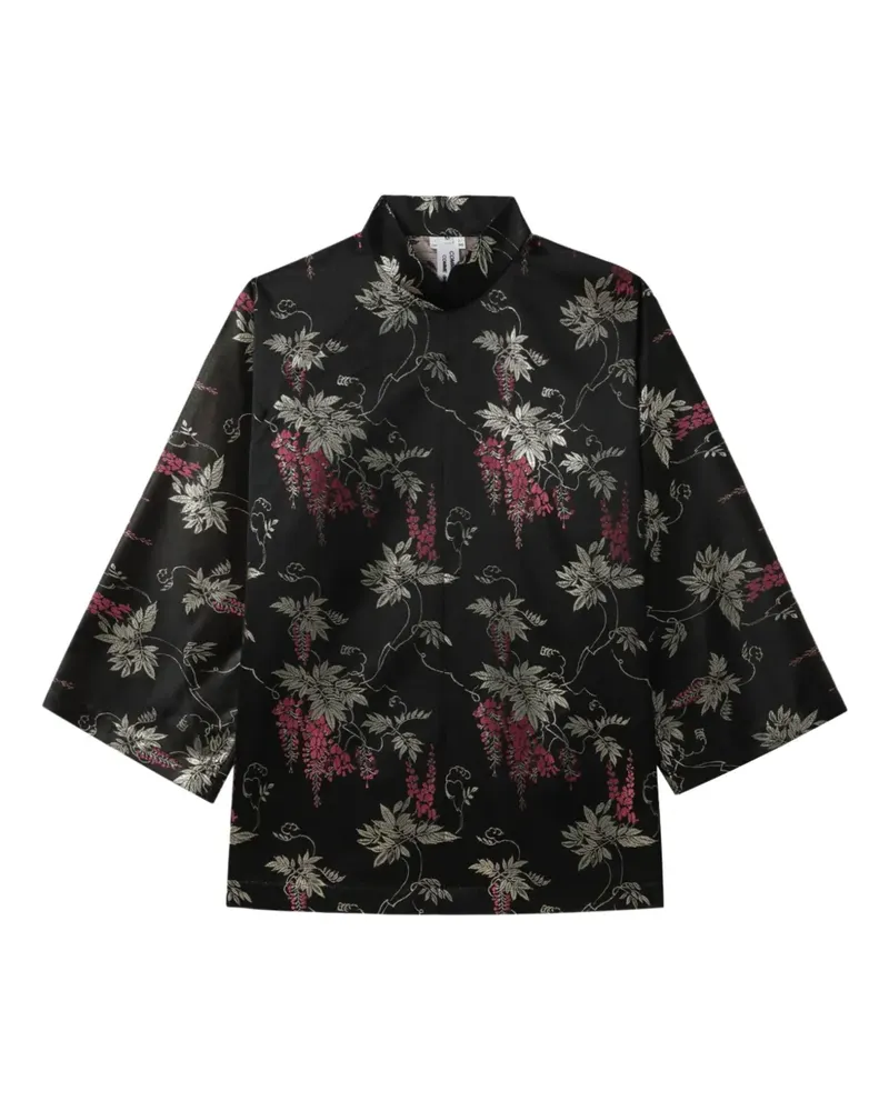 Comme des Garçons Bluse mit Blumen-Print - Schwarz Schwarz