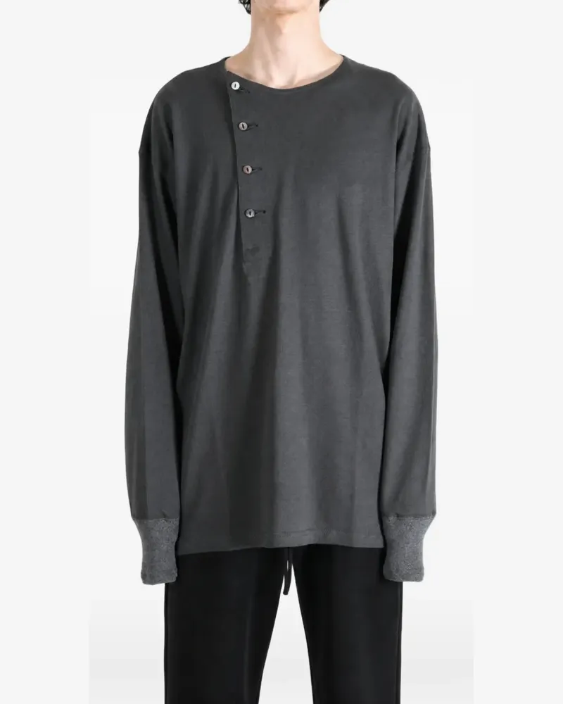 Taiga Takahashi asymmetric button-fastening T-shirt - Grau Grau