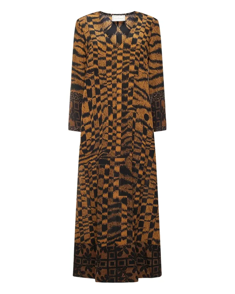Pierre-Louis Mascia abstract-print maxi dress - Braun Braun