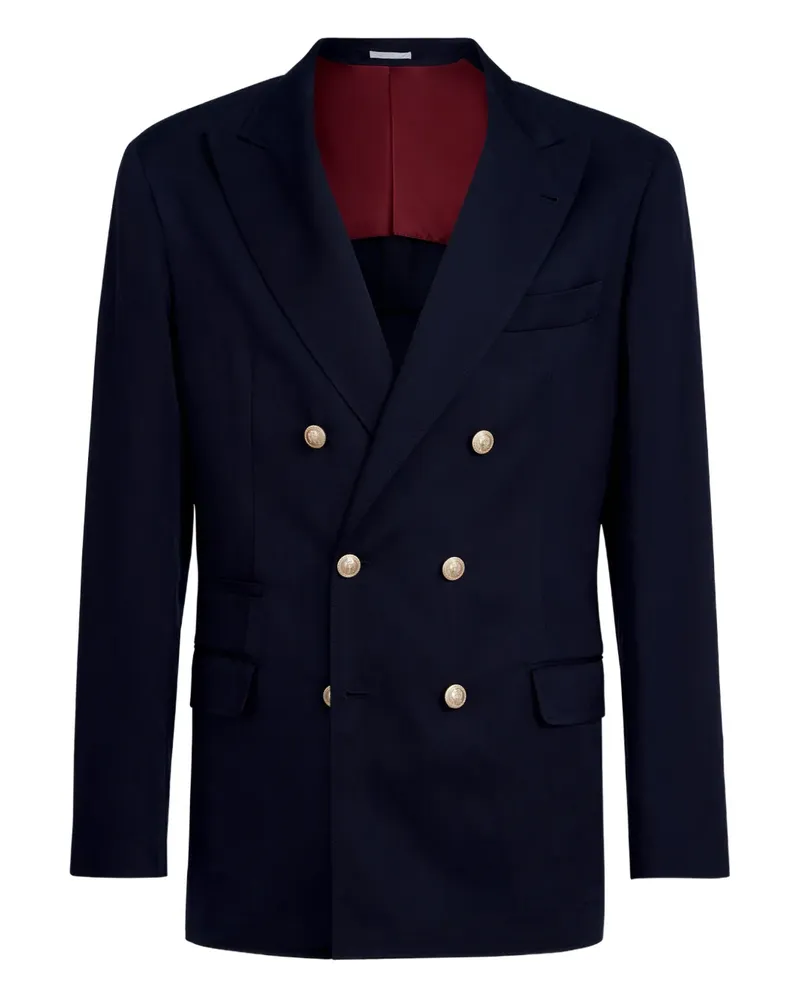 Brunello Cucinelli Twill-Blazer mit Metallknöpfen - Blau Blau