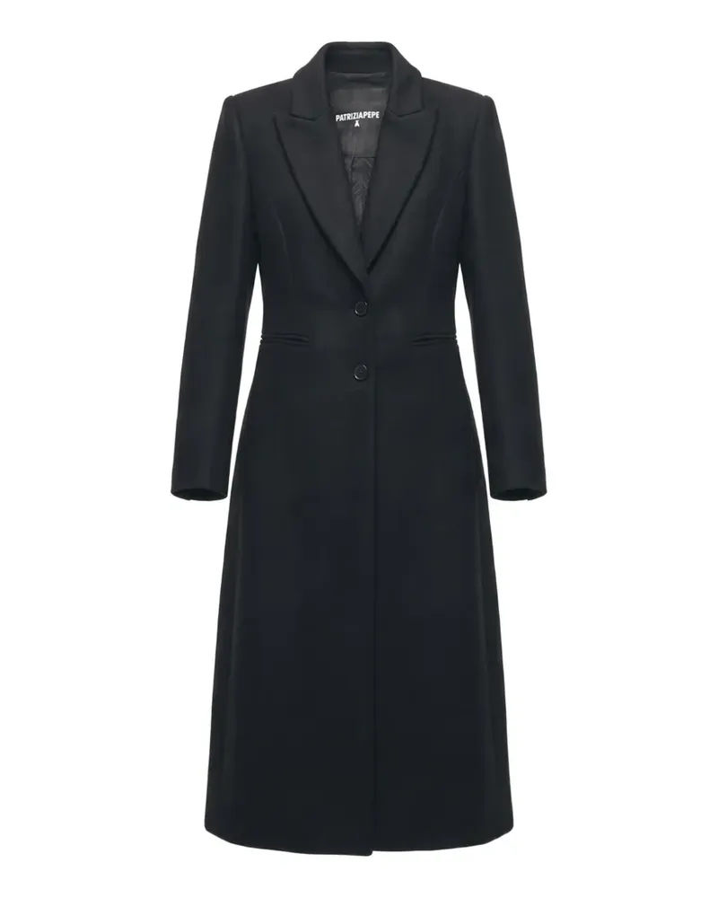 Patrizia Pepe Fly-detail lapel-collar coat - Schwarz Schwarz