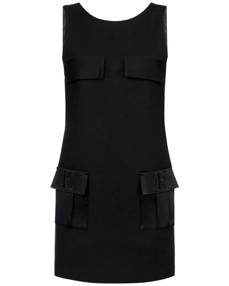 Elisabetta Franchi pocket-detail boxy crêpe mini dress Schwarz