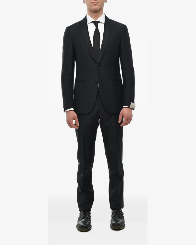 Corneliani satin-lapel virgin-wool suit - Schwarz Schwarz