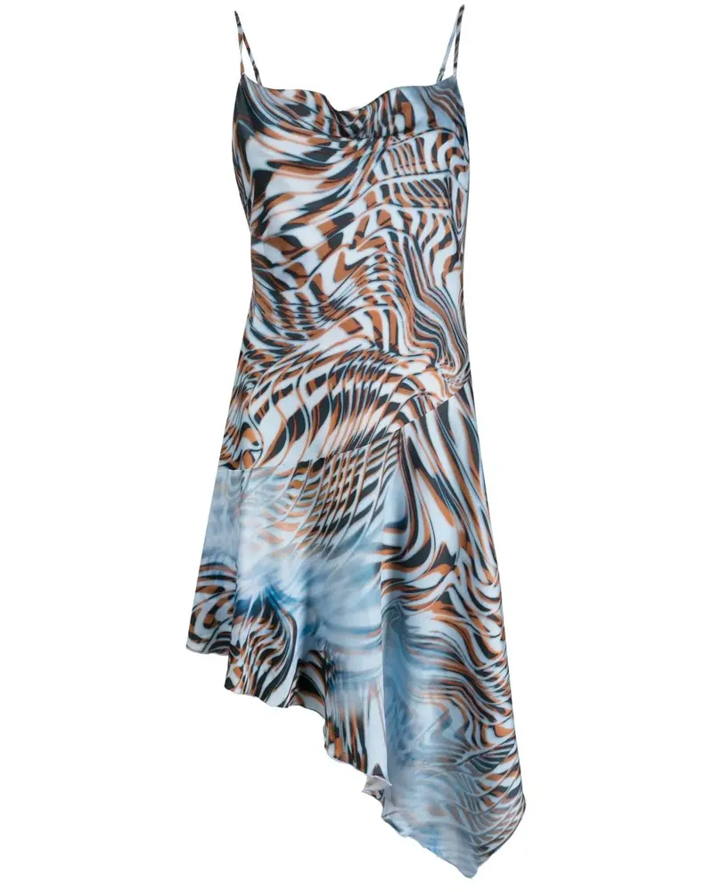 Diesel Plissiertes Kleid mit grafischem Print - Blau Blau