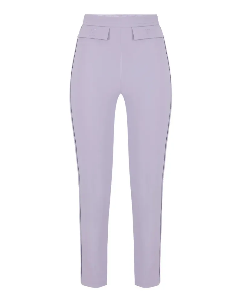 Elisabetta Franchi Hose aus Stretch-Krepp mit Logo-Stickerei - Violett Violett