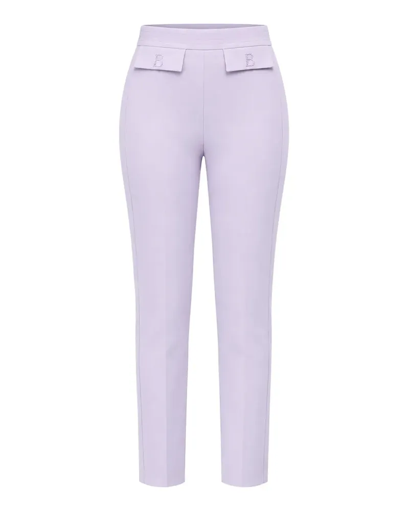 Elisabetta Franchi Hose aus Kreppstoff im Layering-Look mit Logo-Stickerei - Violett Violett