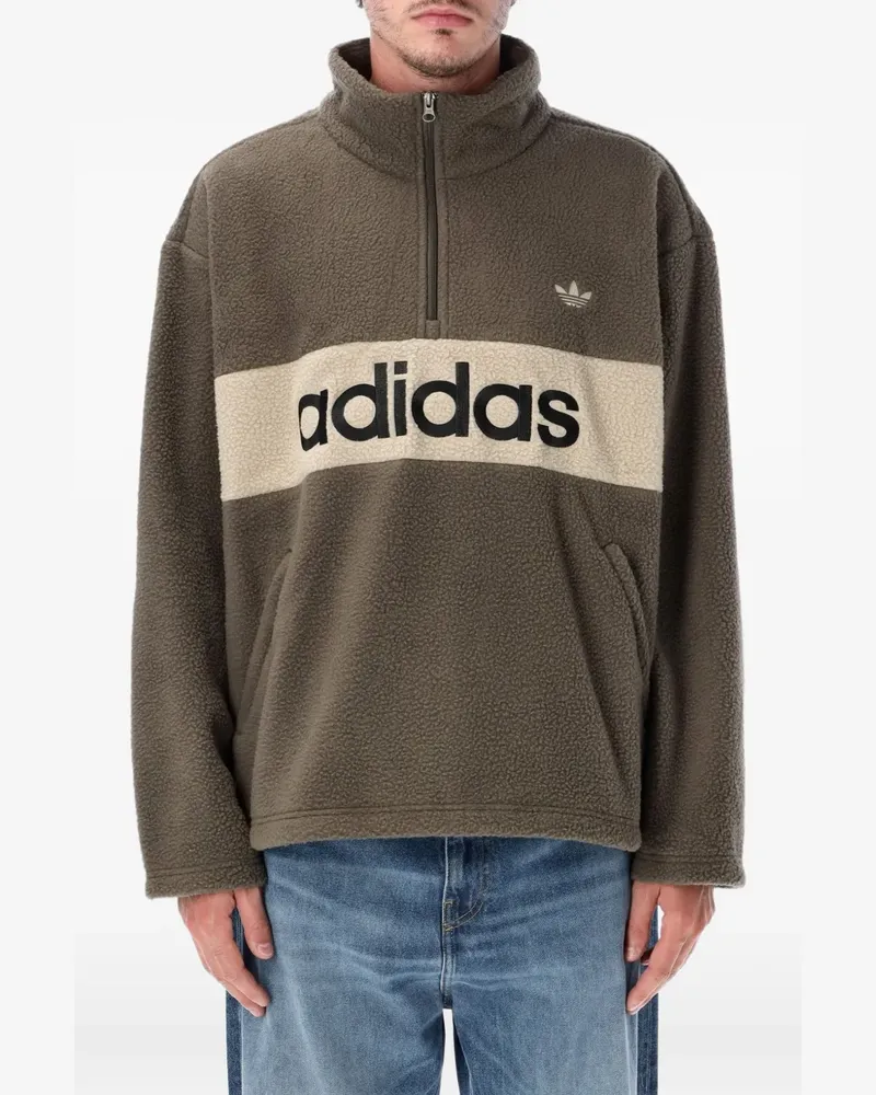 adidas logo-print fleece sweater - Grün Grün