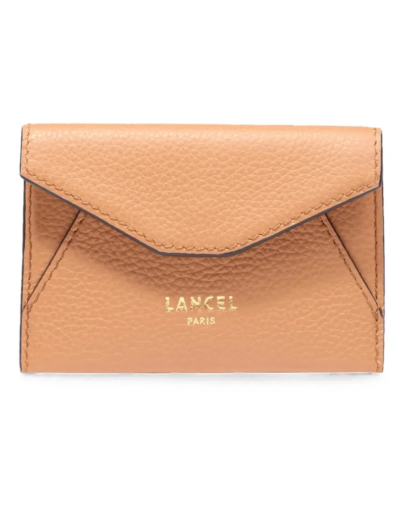 Lancel S flap-envelope stamped-logo clutch bag - Nude Nude