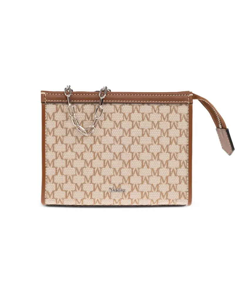 Max Mara Clutch mit Monogrammmuster - Braun Braun