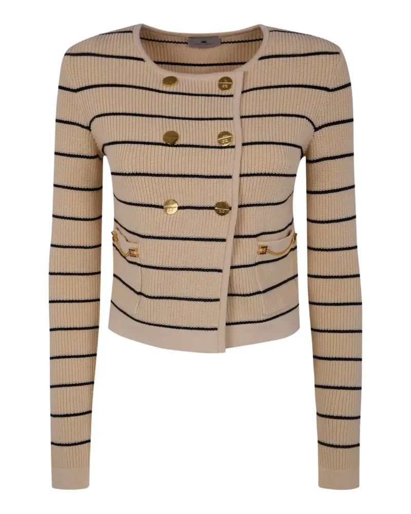 Elisabetta Franchi striped button-fastening cardigan - Nude Nude
