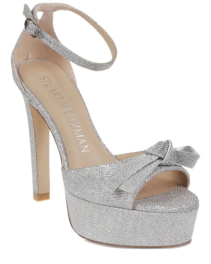 Stuart Weitzman 145mm bow-embellished platform sandals - Silber Silber