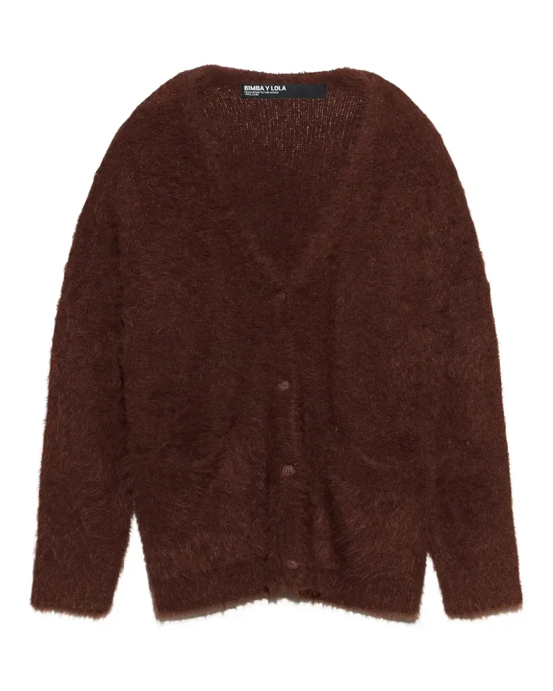 BIMBA Y LOLA Langer Cardigan mit Pelz - Braun Braun