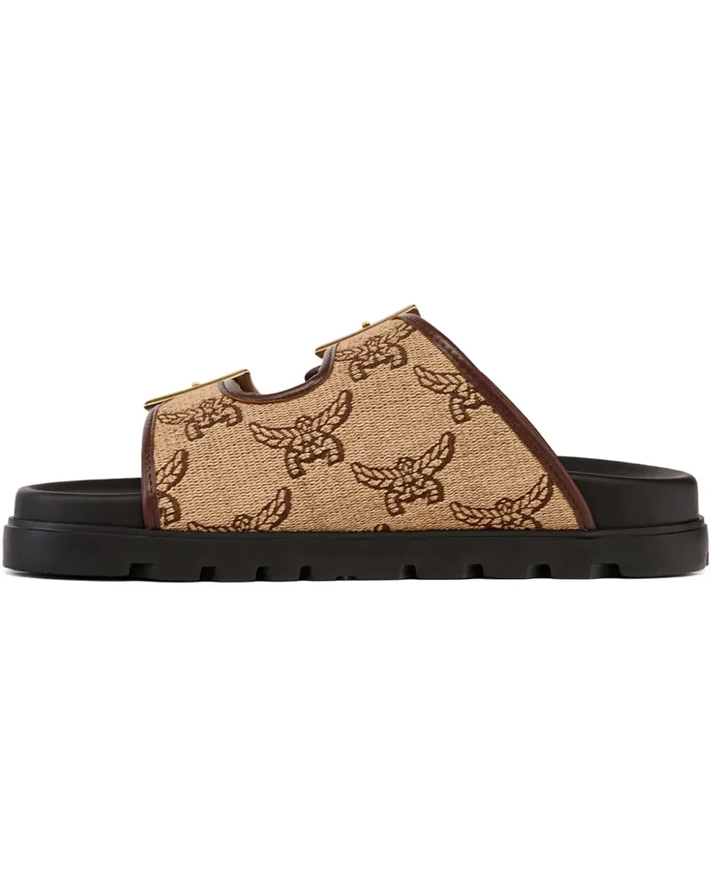 MCM Jacquard-Sandalen mit Schnallenverschluss - Braun Braun