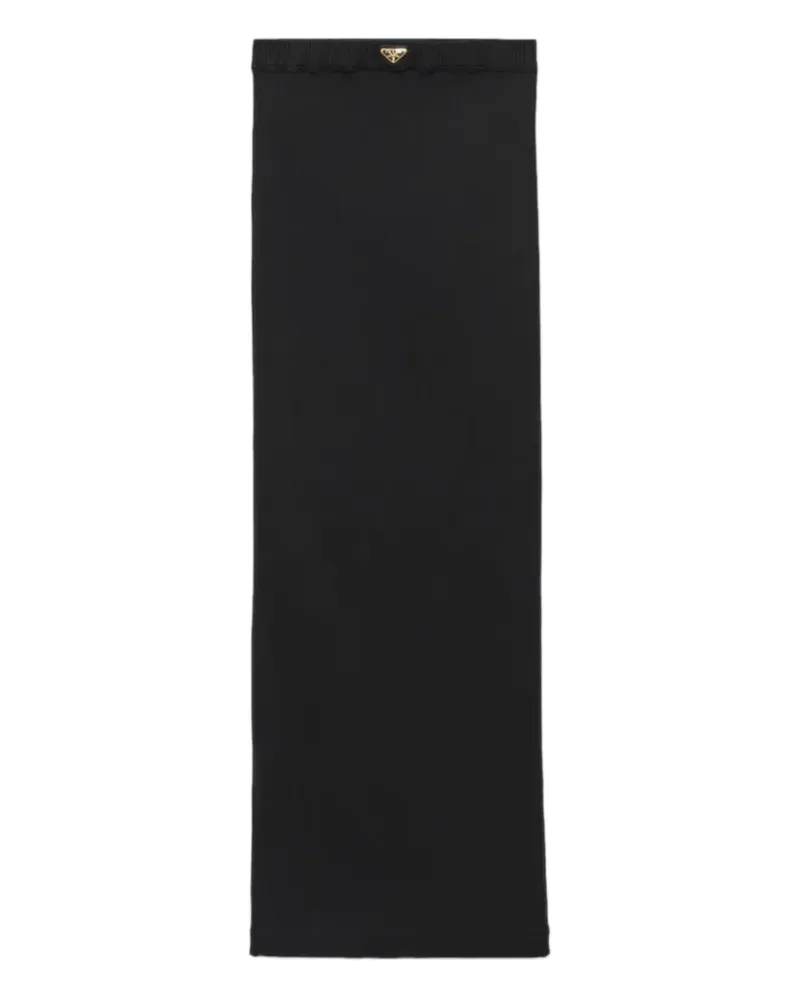 Prada logo-plaque midi skirt - Schwarz Schwarz