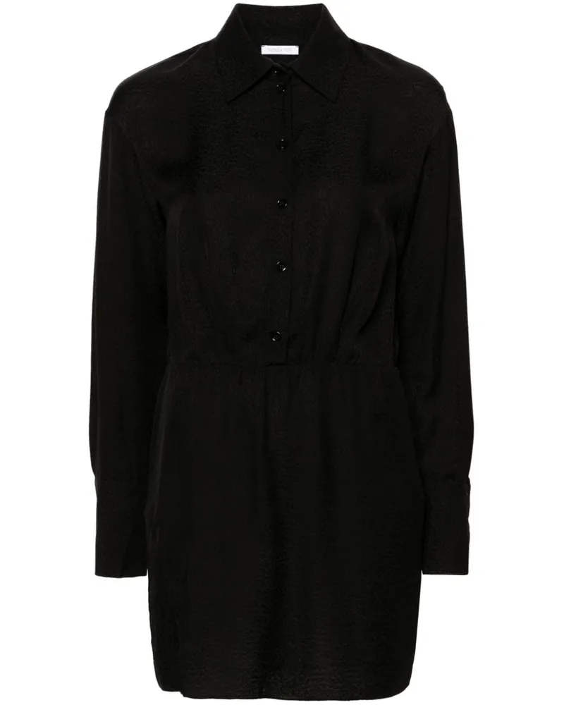 Patrizia Pepe Texturiertes Mini-Hemdkleid - Schwarz Schwarz