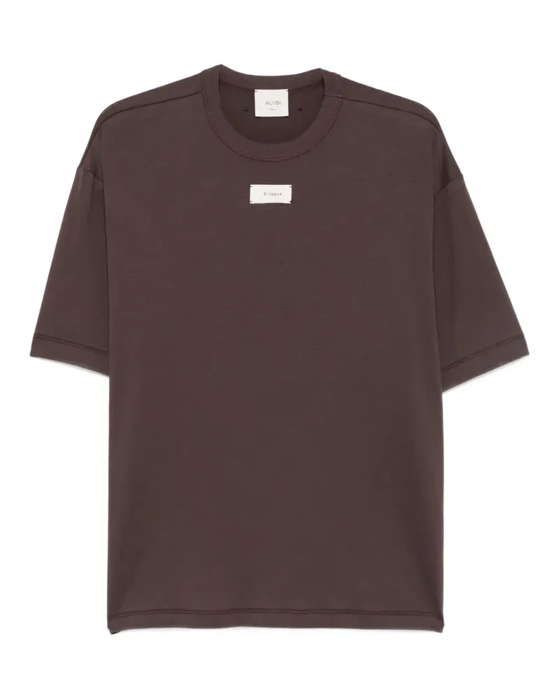 ALYSI T-Shirt mit Logo-Patch - Braun Braun