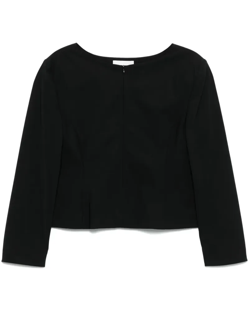 AMOMENTO Bluse mit U-Boot-Ausschnitt - Schwarz Schwarz