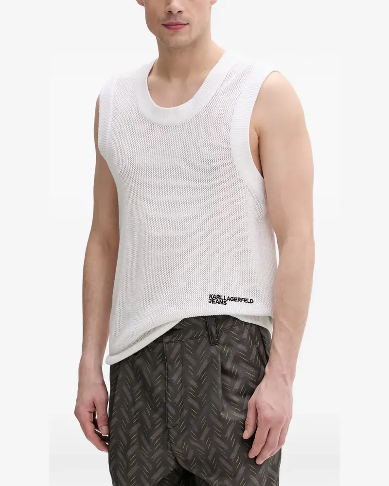 Karl Lagerfeld logo-embroidered open-knit vest - Weiß Weiß