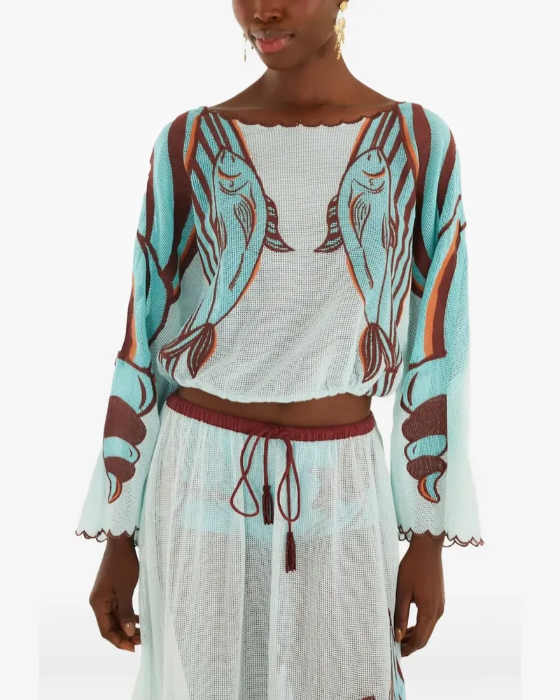FARM Rio Bluse mit Fisch-Print - Weiß Weiß