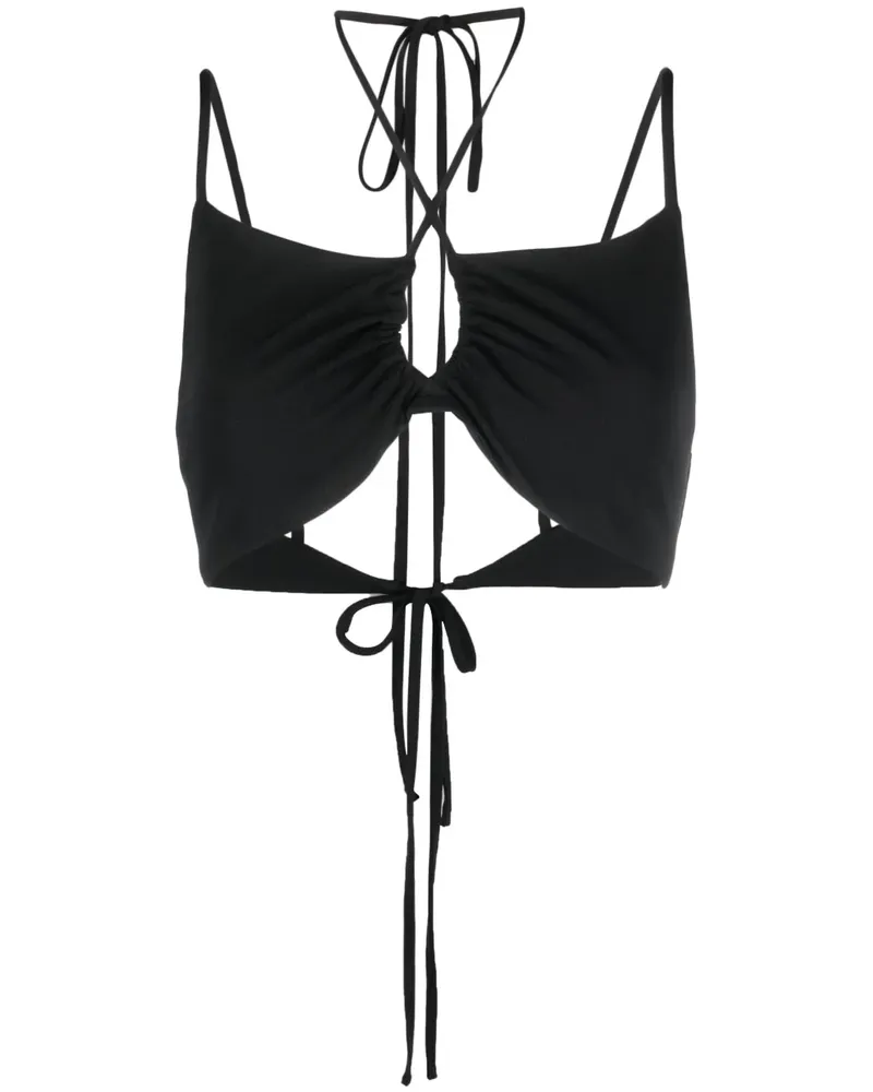 P.A.R.O.S.H. Cropped-Top mit Schleifenverschluss - Schwarz Schwarz
