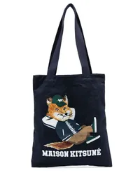 Kitsuné Shopper aus Canvas mit Logo-Print Blau