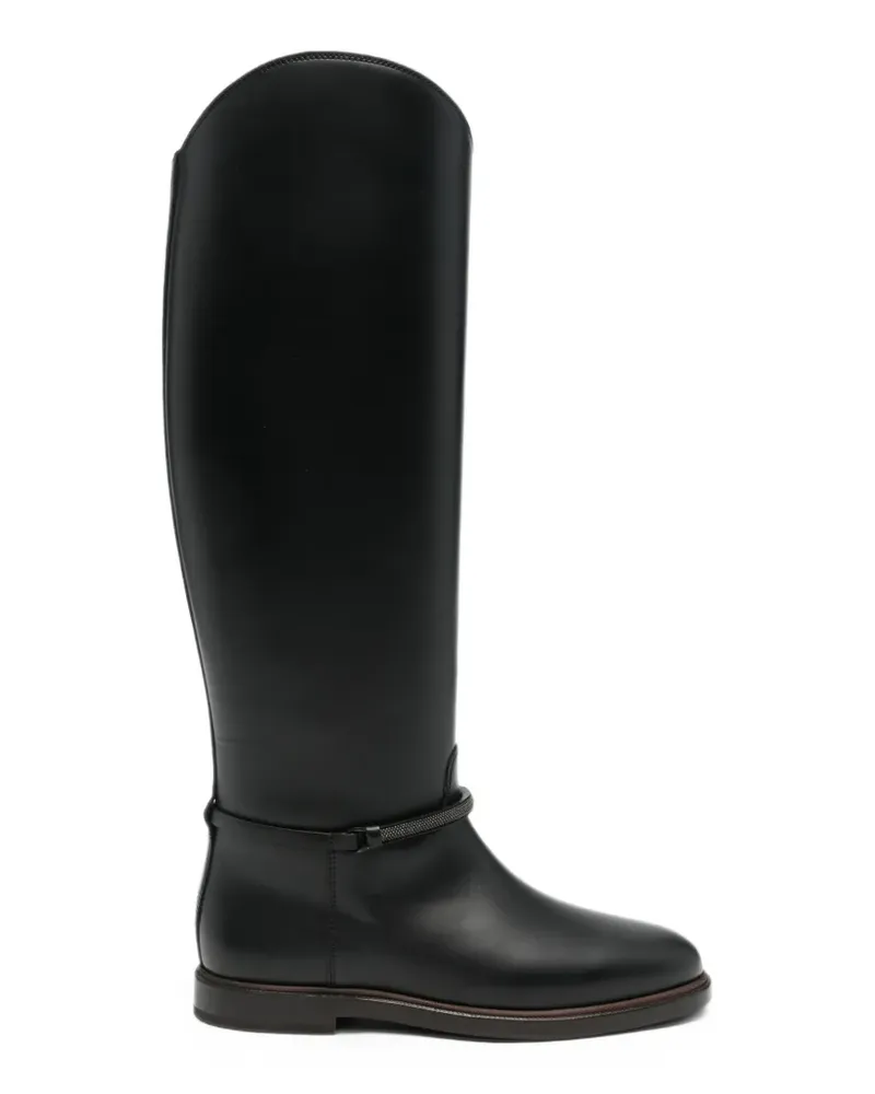 Brunello Cucinelli Stiefeletten mit Monili-Kette - Schwarz Schwarz