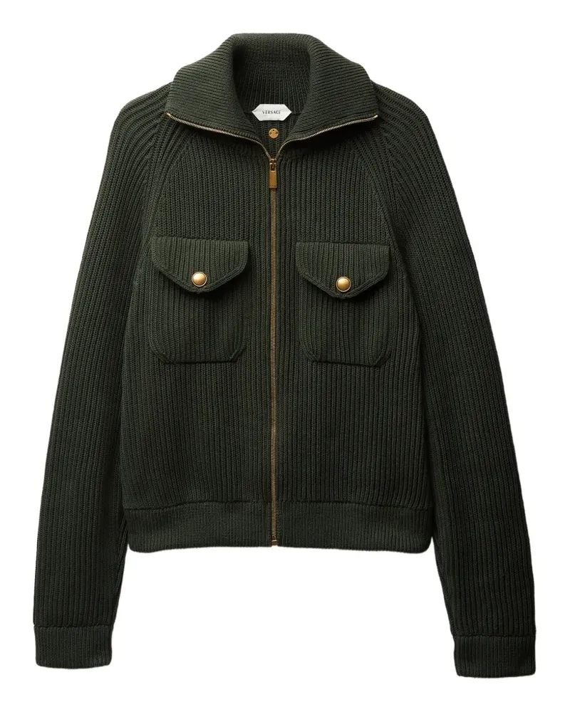Versace Gerippte Jacke mit Reißverschluss - Grün Grün