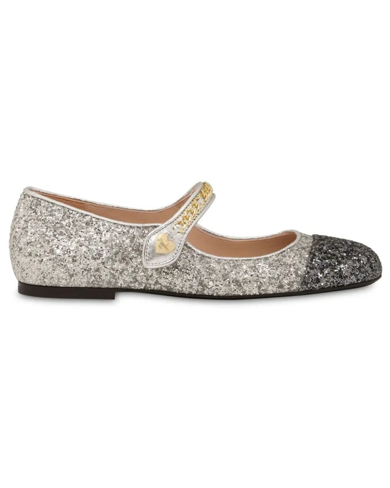 Moschino Zweifarbige Ballerinas mit Glitter-Detail - Silber Silber