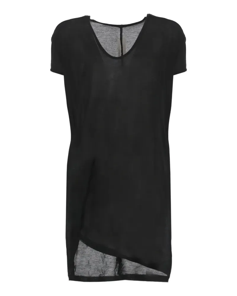 Rick Owens Temple Hiked T-Shirt mit V-Ausschnitt - Schwarz Schwarz