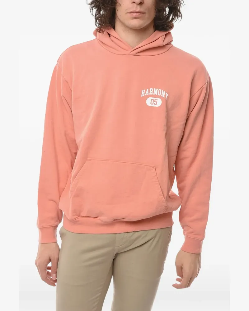 Harmony logo-print brushed-cotton hoodie - Rosa Rosa