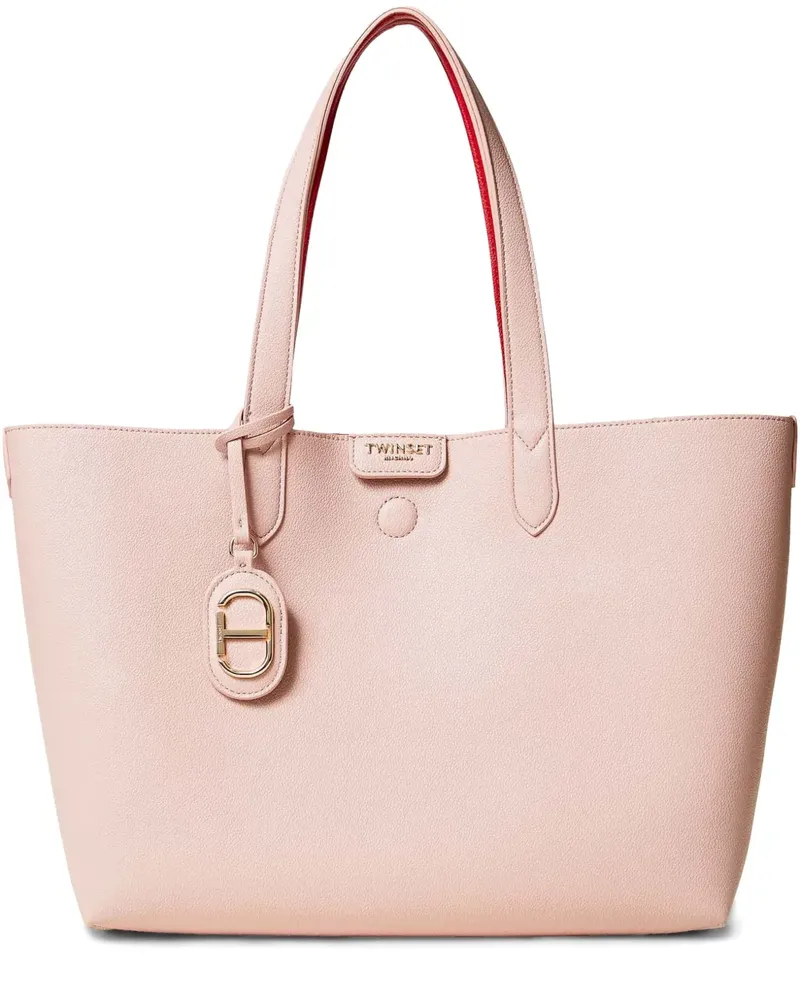 Twin-Set Tote Bag mit Logo-Schriftzug - Rosa Rosa