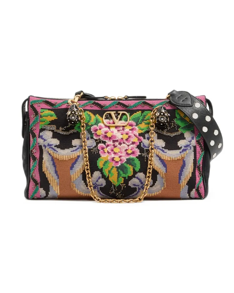 Valentino Garavani Panthea medium embroidered shoulder bag - Schwarz Schwarz