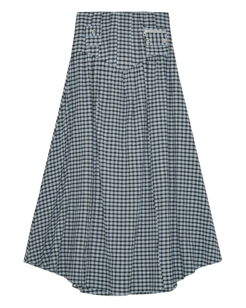 Ganni Karierter Rock - Blau Blau