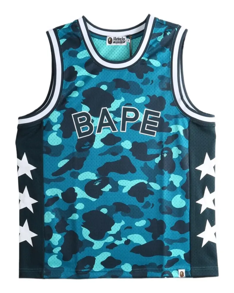 BAPE T-Shirt mit Camouflage-Print - Blau Blau