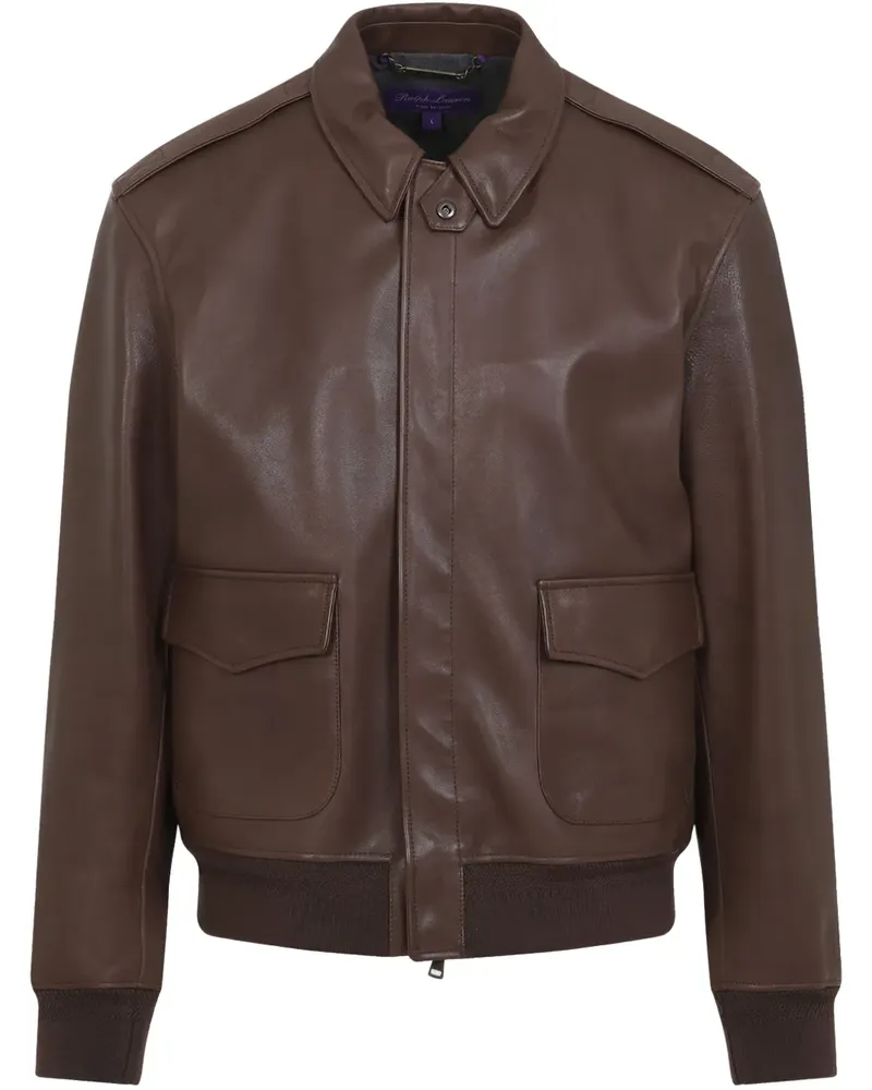 Ralph Lauren Lederjacke mit Reißverschluss - Braun Braun