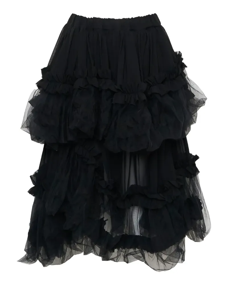 Noir Kei Ninomiya ruffled A-line midi skirt - Schwarz Schwarz