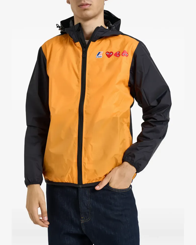 Comme des Garçons x K-Way Claude Jacke in Colour-Block-Optik - Orange Orange