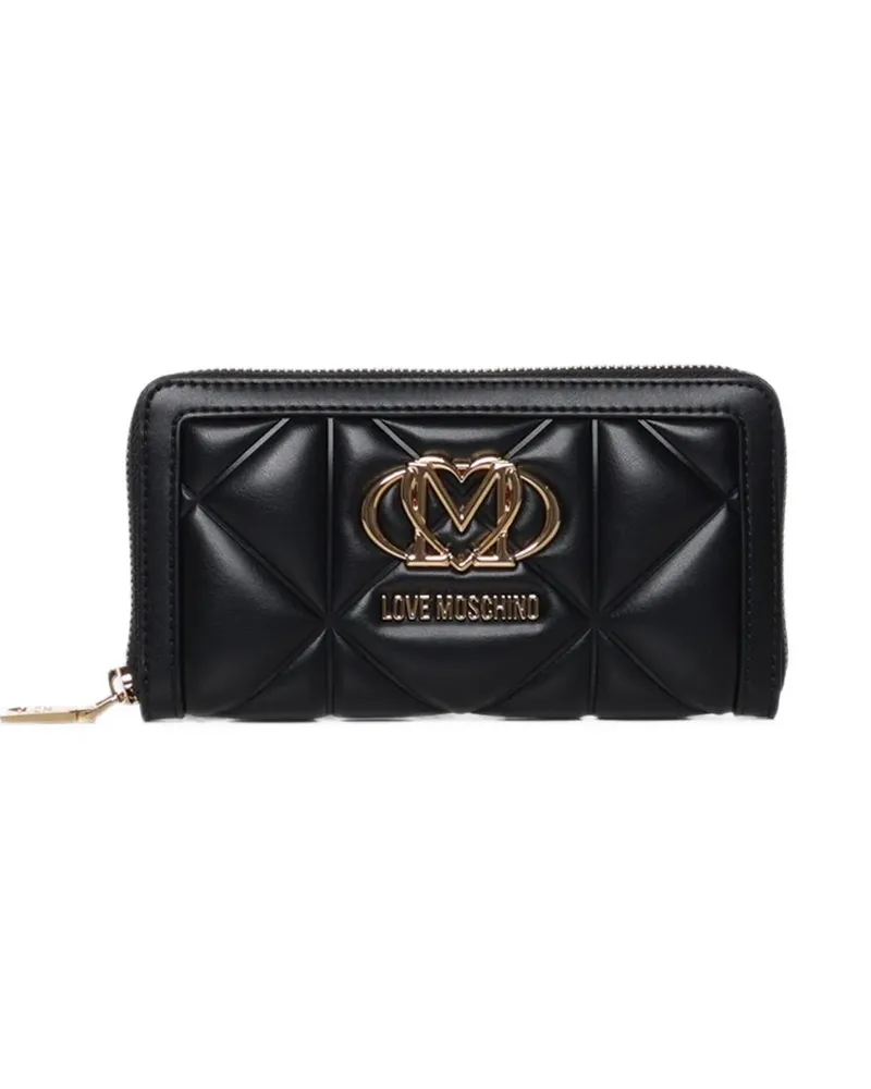 Moschino quilted logo-plaque wallet - Schwarz Schwarz