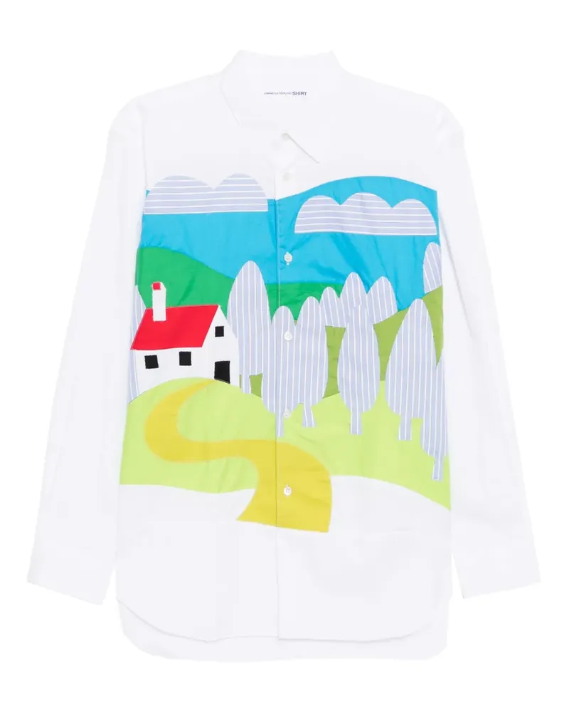 Comme des Garçons Hemd mit grafischem Patch - Weiß Weiß