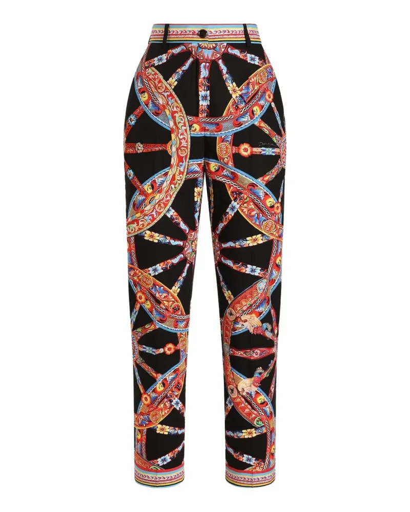 Dolce & Gabbana Popeline-Hose mit Carretto-Print - Schwarz Schwarz